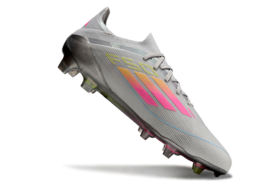 Men's Adidas F50 Elite FG Firm Ground Low-Tops Football Boots - Grey/Pink/Yellow