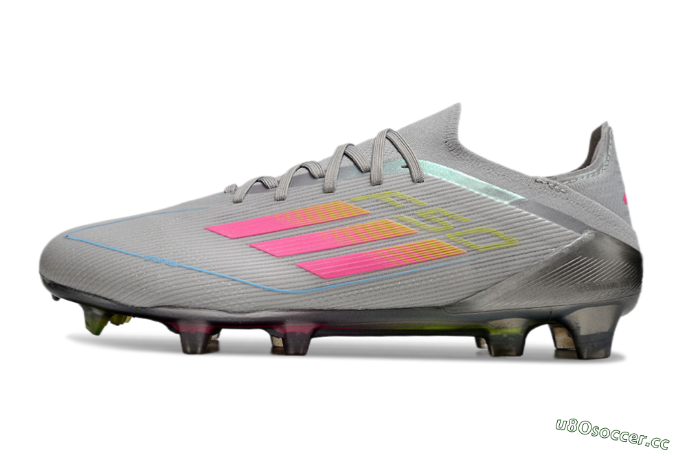 Men's Adidas F50 Elite FG Firm Ground Low-Tops Football Boots - Grey/Pink/Yellow 0