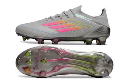 Men's Adidas F50 Elite FG Firm Ground Low-Tops Football Boots - Grey/Pink/Yellow