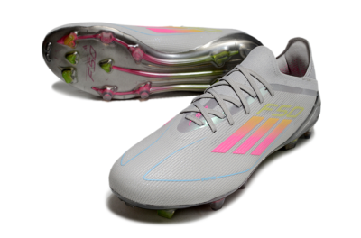Men's Adidas F50 Elite FG Firm Ground Low-Tops Football Boots - Grey/Pink/Yellow