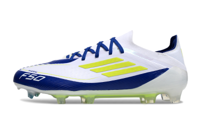 Men's Messi x Adidas F50 Elite FG Firm Ground Low-Tops Football Boots - White/Blue/Yellow