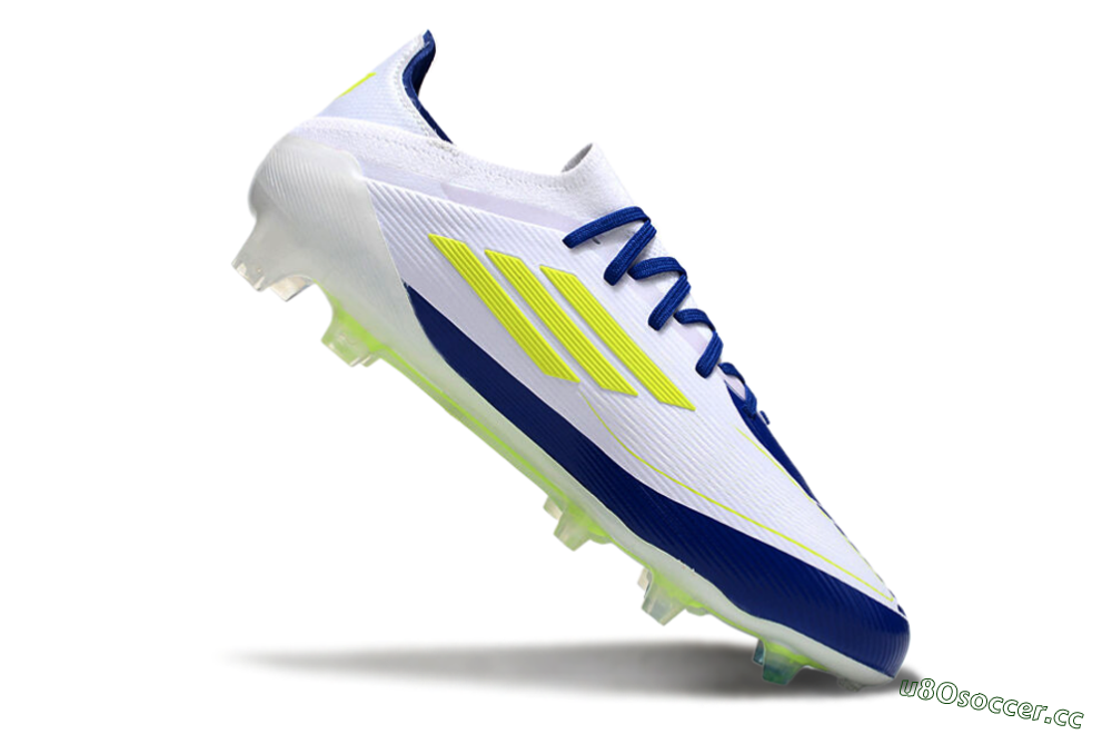 Men's Messi x Adidas F50 Elite FG Firm Ground Low-Tops Football Boots - White/Blue/Yellow 4