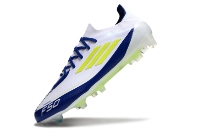 Men's Messi x Adidas F50 Elite FG Firm Ground Low-Tops Football Boots - White/Blue/Yellow