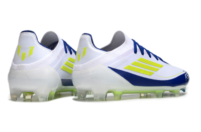 Men's Messi x Adidas F50 Elite FG Firm Ground Low-Tops Football Boots - White/Blue/Yellow