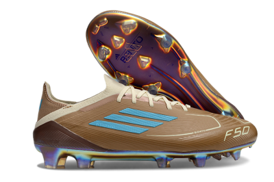 Men's Messi x Adidas F50 Elite Benito FG Firm Ground Low-Tops Football Boots - Brown/White/Blue