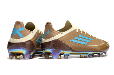 Men's Messi x Adidas F50 Elite Benito FG Firm Ground Low-Tops Football Boots - Brown/White/Blue