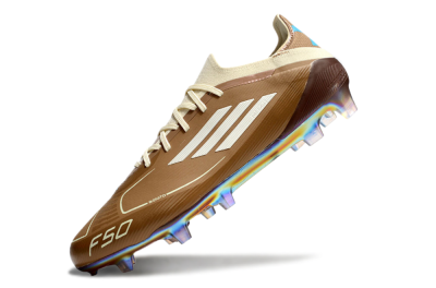Men's Messi x Adidas F50 Elite Benito FG Firm Ground Low-Tops Football Boots - Brown/White/Blue