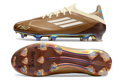 Men's Messi x Adidas F50 Elite Benito FG Firm Ground Low-Tops Football Boots - Brown/White/Blue