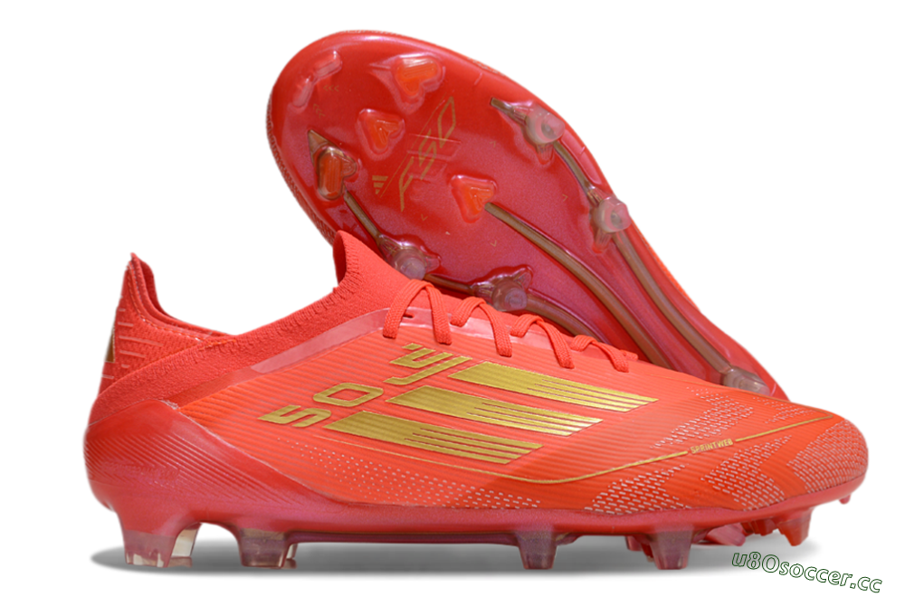 Men's Adidas F50 Elite FG Firm Ground Low-Tops Football Boots - Red/Gold 2