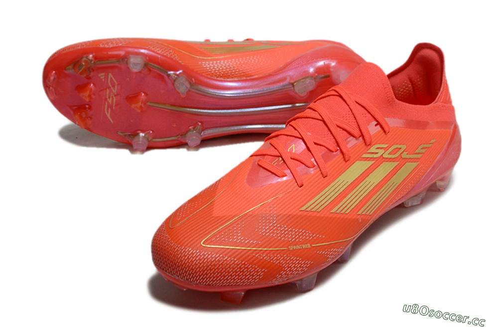 Men's Adidas F50 Elite FG Firm Ground Low-Tops Football Boots - Red/Gold 3