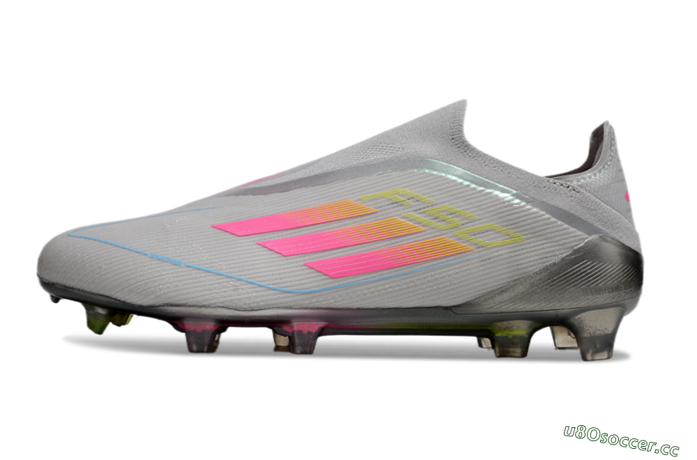 Men's Adidas F50 Elite Laceless FG Firm Ground Low-Tops Football Boots - Grey/Pink/Yellow 0