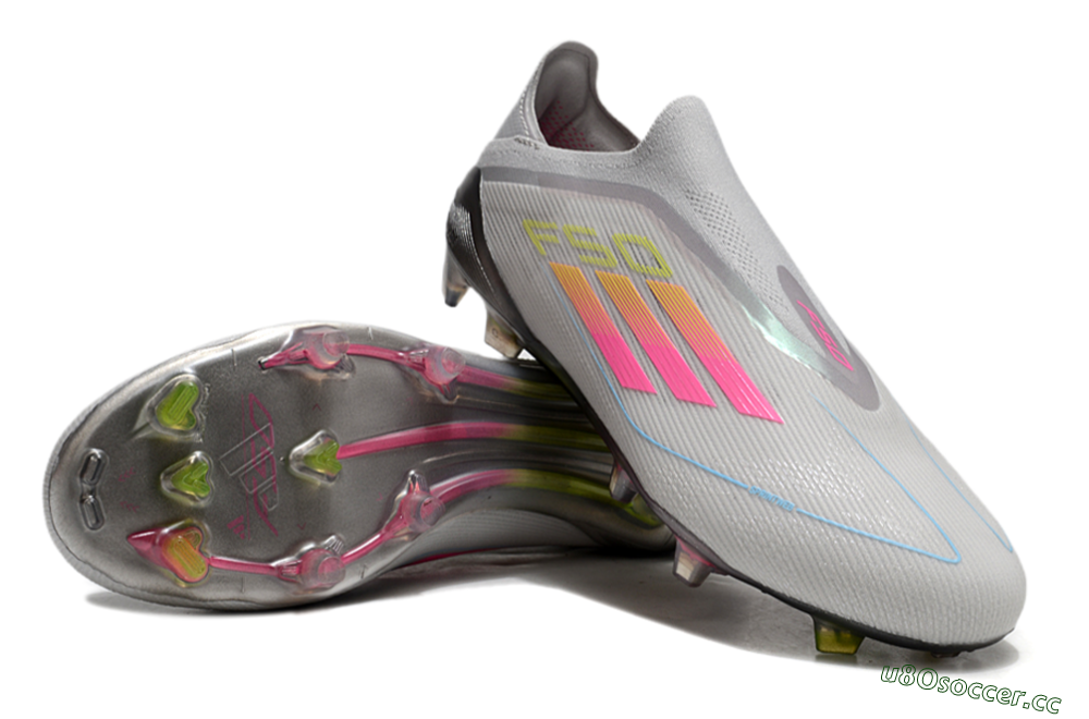 Men's Adidas F50 Elite Laceless FG Firm Ground Low-Tops Football Boots - Grey/Pink/Yellow 3
