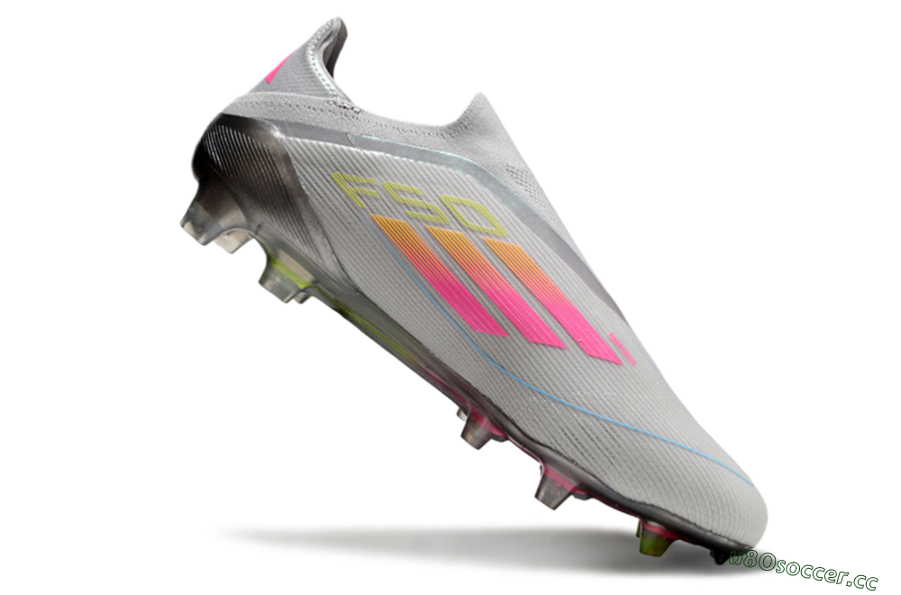 Men's Adidas F50 Elite Laceless FG Firm Ground Low-Tops Football Boots - Grey/Pink/Yellow 4