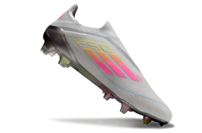 Men's Adidas F50 Elite Laceless FG Firm Ground Low-Tops Football Boots - Grey/Pink/Yellow