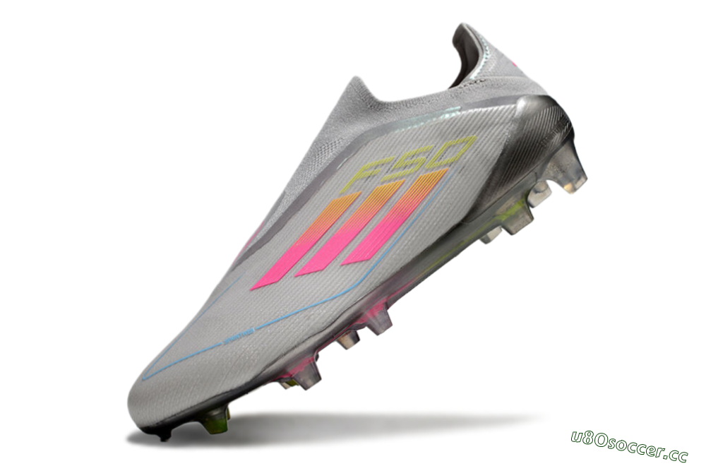 Men's Adidas F50 Elite Laceless FG Firm Ground Low-Tops Football Boots - Grey/Pink/Yellow 5