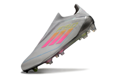 Men's Adidas F50 Elite Laceless FG Firm Ground Low-Tops Football Boots - Grey/Pink/Yellow
