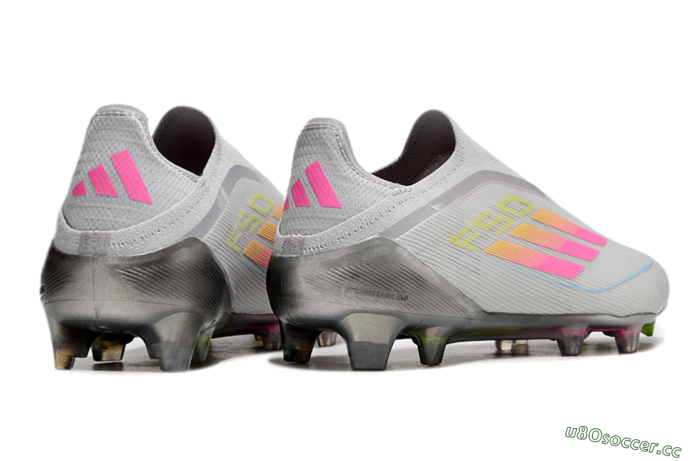 Men's Adidas F50 Elite Laceless FG Firm Ground Low-Tops Football Boots - Grey/Pink/Yellow 6