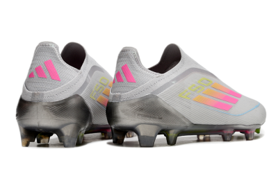 Men's Adidas F50 Elite Laceless FG Firm Ground Low-Tops Football Boots - Grey/Pink/Yellow