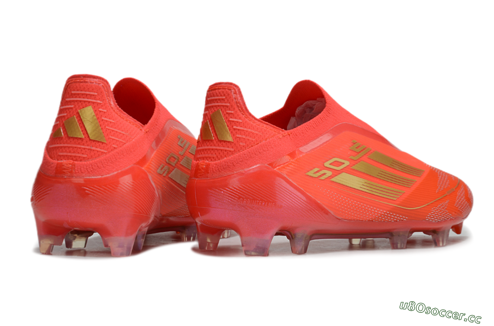 Men's Adidas F50 Elite Laceless FG Firm Ground Low-Tops Football Boots - Red/Gold 6