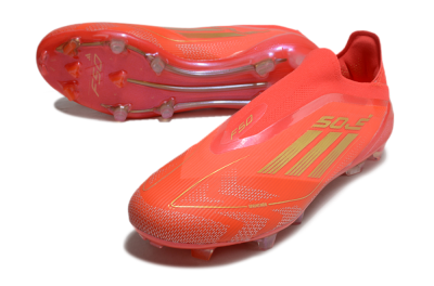 Men's Adidas F50 Elite Laceless FG Firm Ground Low-Tops Football Boots - Red/Gold