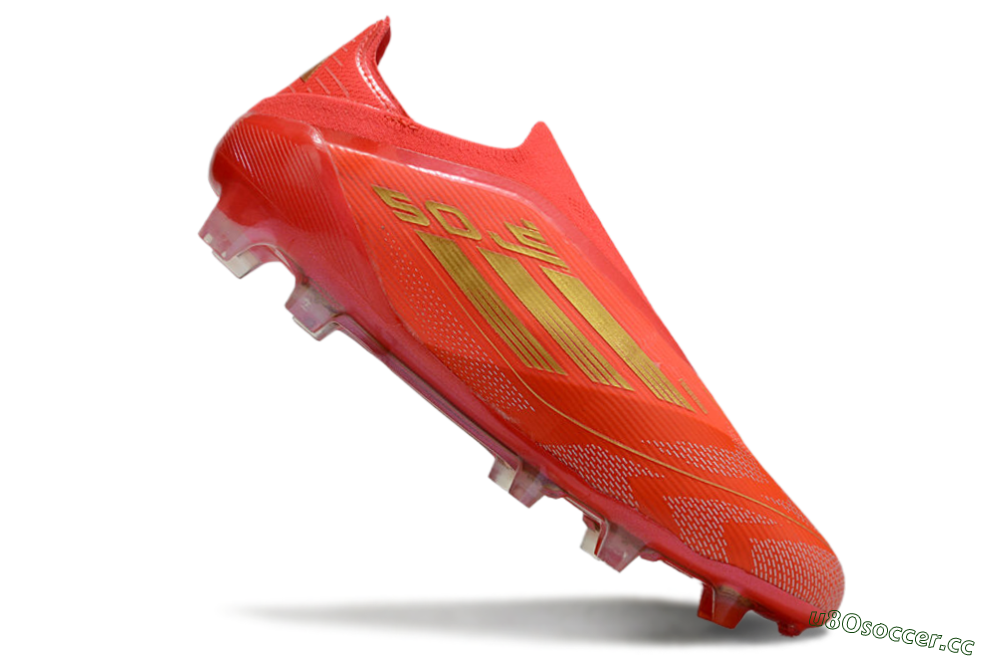 Men's Adidas F50 Elite Laceless FG Firm Ground Low-Tops Football Boots - Red/Gold 4