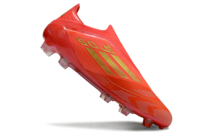 Men's Adidas F50 Elite Laceless FG Firm Ground Low-Tops Football Boots - Red/Gold