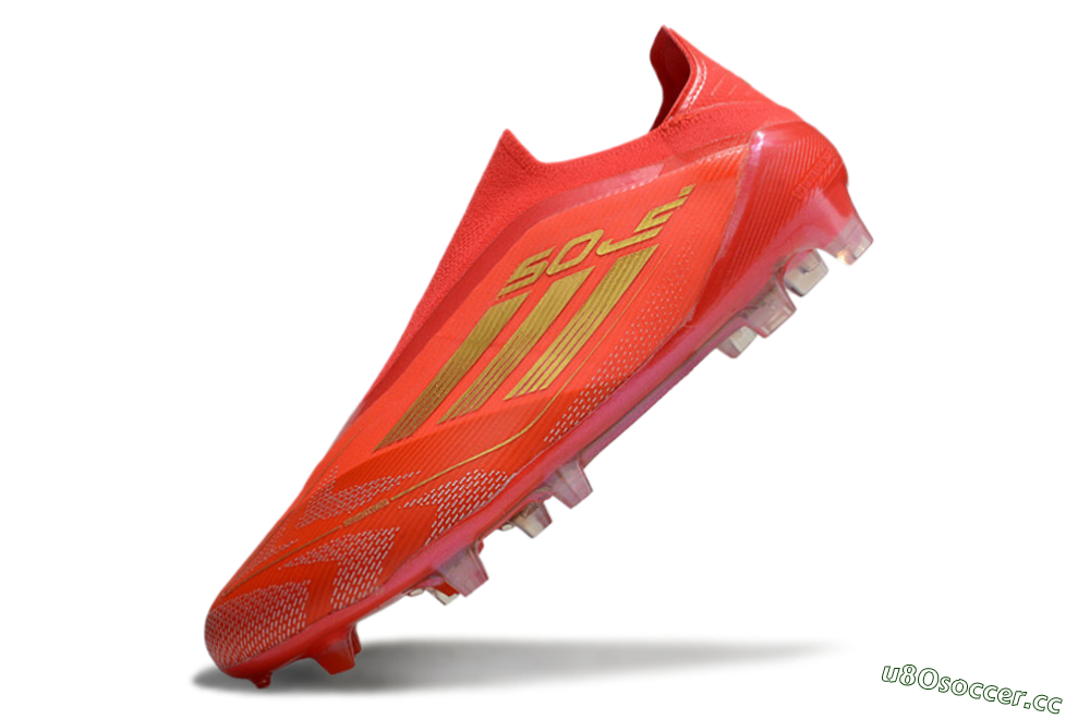 Men's Adidas F50 Elite Laceless FG Firm Ground Low-Tops Football Boots - Red/Gold 5