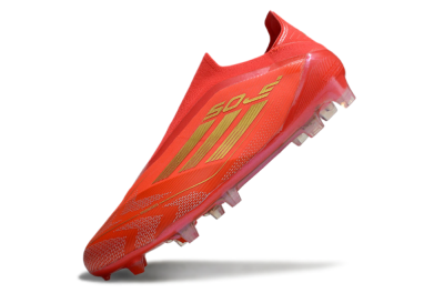 Men's Adidas F50 Elite Laceless FG Firm Ground Low-Tops Football Boots - Red/Gold