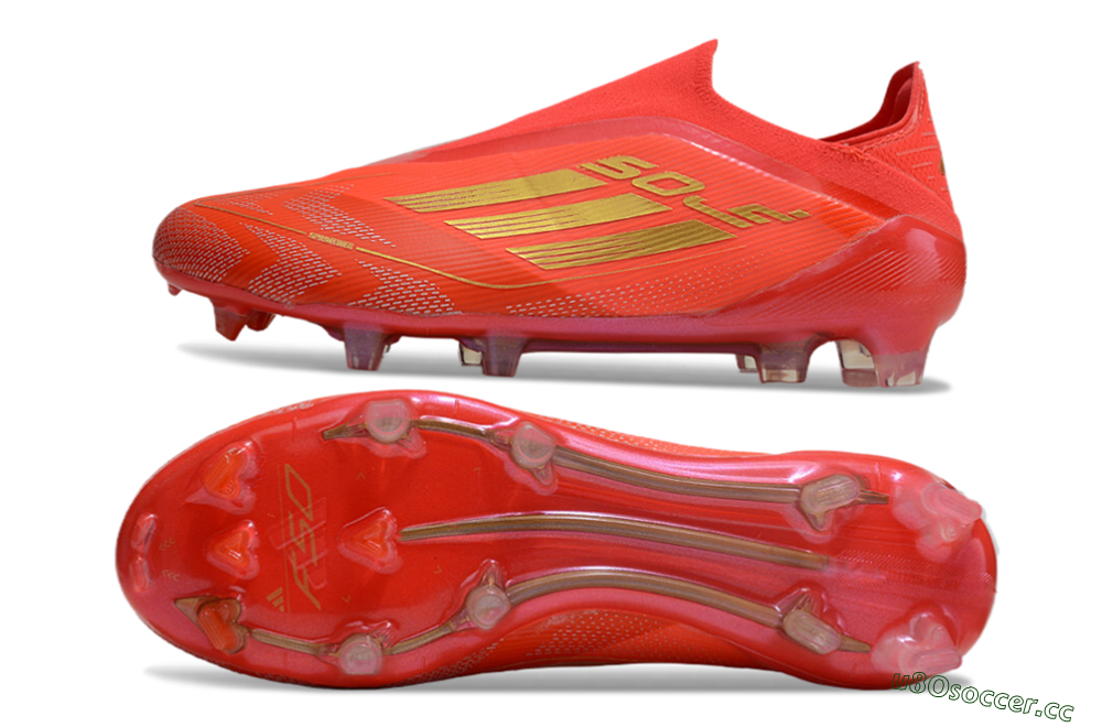 Men's Adidas F50 Elite Laceless FG Firm Ground Low-Tops Football Boots - Red/Gold 1