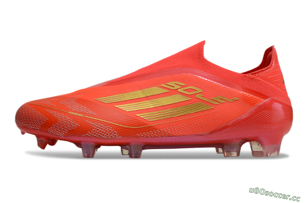Men's Adidas F50 Elite Laceless FG Firm Ground Low-Tops Football Boots - Red/Gold 0