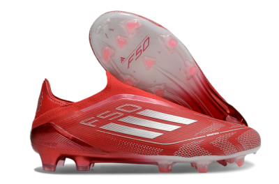 Men's Adidas F50 Elite Laceless FG Firm Ground Low-Tops Football Boots - Red/Silver