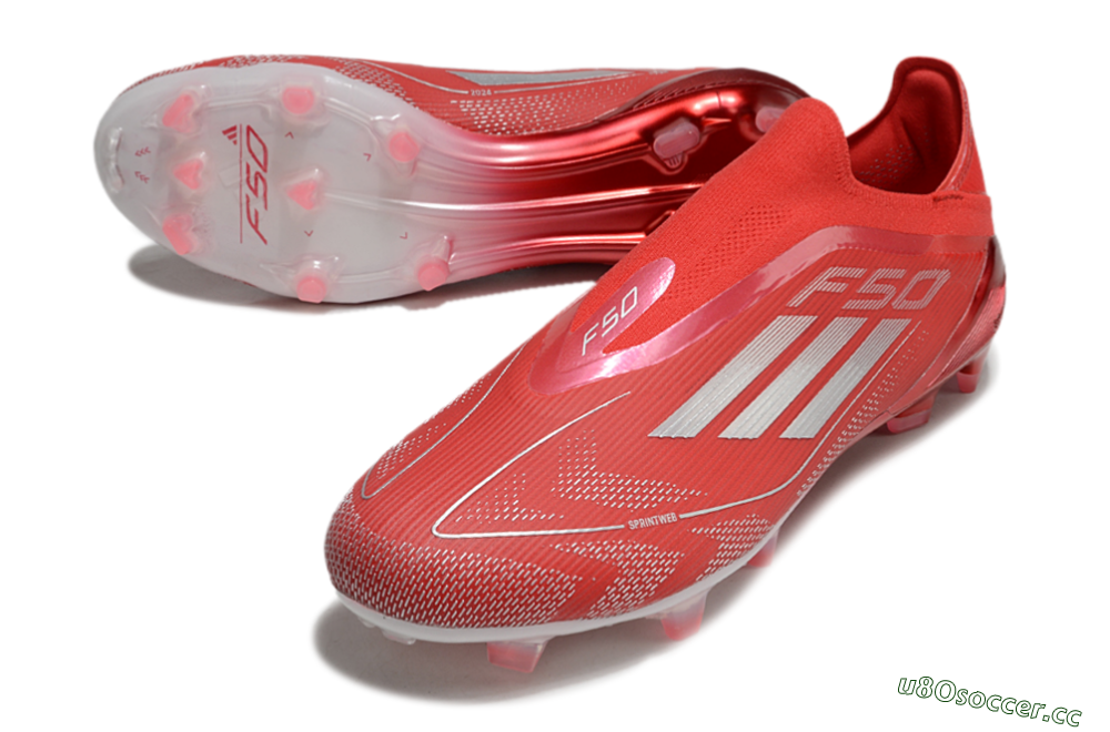 Men's Adidas F50 Elite Laceless FG Firm Ground Low-Tops Football Boots - Red/Silver 3