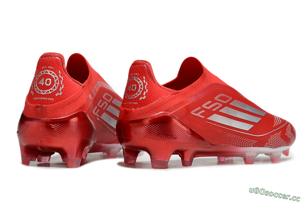 Men's Adidas F50 Elite Laceless FG Firm Ground Low-Tops Football Boots - Red/Silver 6
