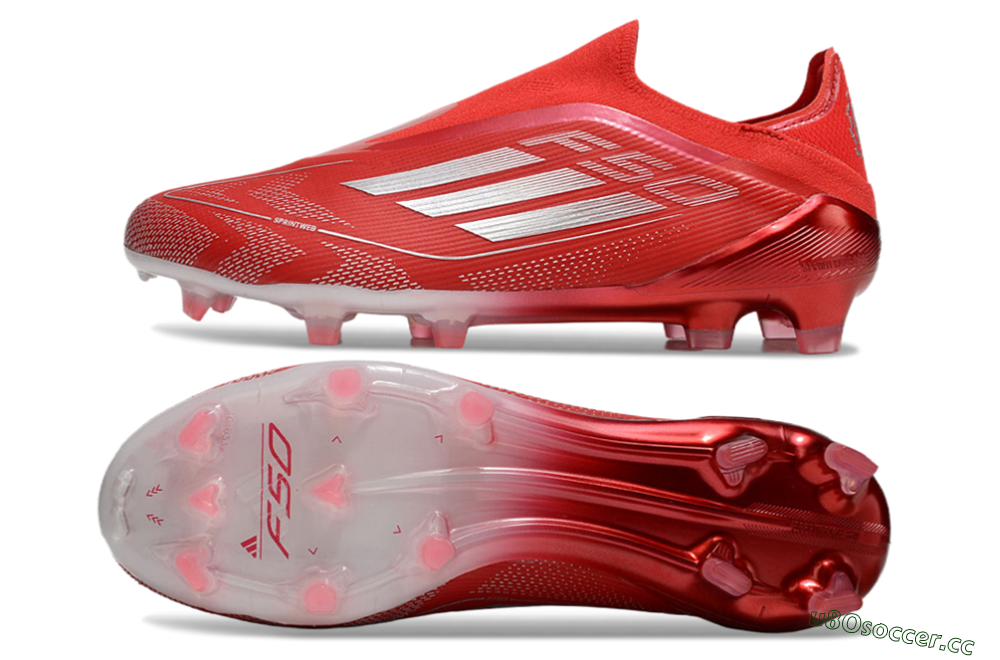 Men's Adidas F50 Elite Laceless FG Firm Ground Low-Tops Football Boots - Red/Silver 1