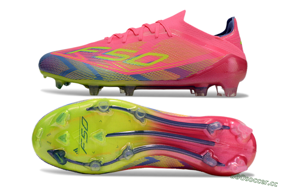 Men's Adidas F50 Elite FG Firm Ground Low-Tops Football Boots - Pink/Blue/Yellow 1