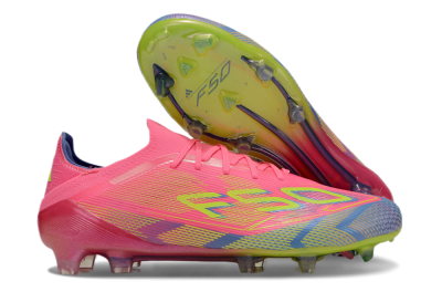 Men's Adidas F50 Elite FG Firm Ground Low-Tops Football Boots - Pink/Blue/Yellow
