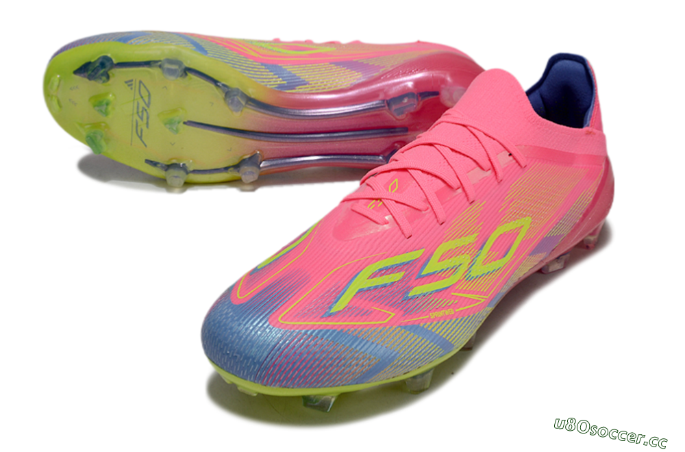 Men's Adidas F50 Elite FG Firm Ground Low-Tops Football Boots - Pink/Blue/Yellow 3
