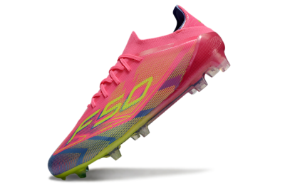 Men's Adidas F50 Elite FG Firm Ground Low-Tops Football Boots - Pink/Blue/Yellow