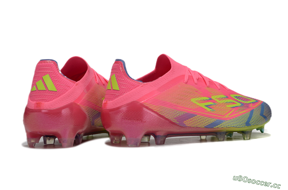 Men's Adidas F50 Elite FG Firm Ground Low-Tops Football Boots - Pink/Blue/Yellow 6