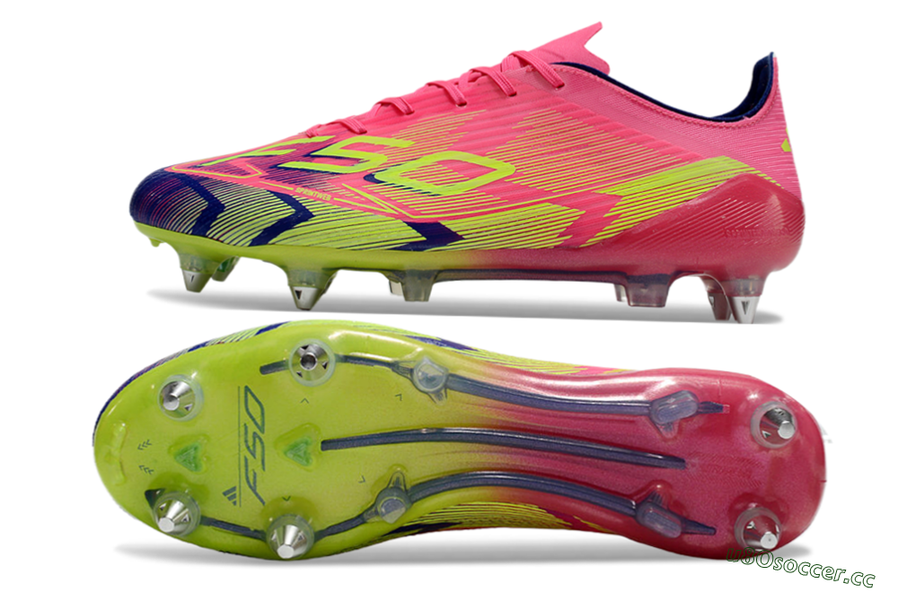 Men's Adidas F50 Elite SG Soft Ground Low-Tops Football Boots - Pink/Blue/Yellow 1