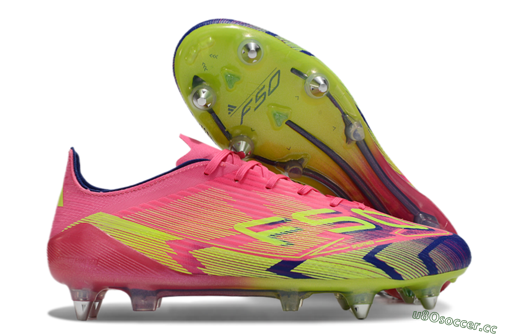 Men's Adidas F50 Elite SG Soft Ground Low-Tops Football Boots - Pink/Blue/Yellow 2