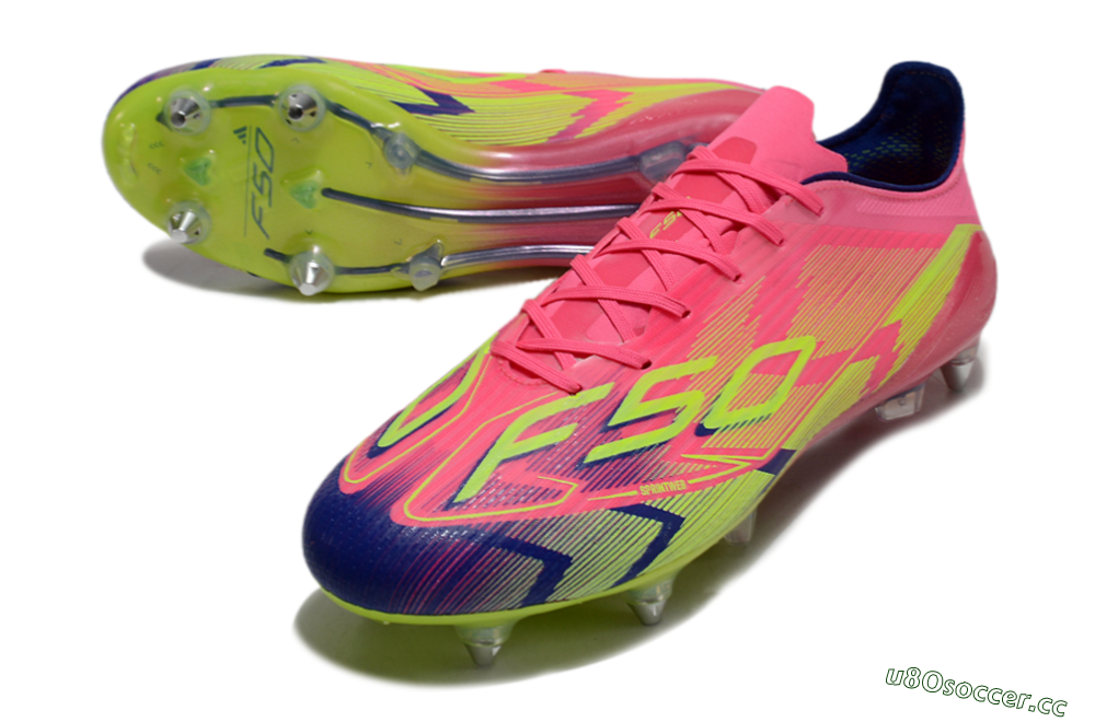 Men's Adidas F50 Elite SG Soft Ground Low-Tops Football Boots - Pink/Blue/Yellow 3
