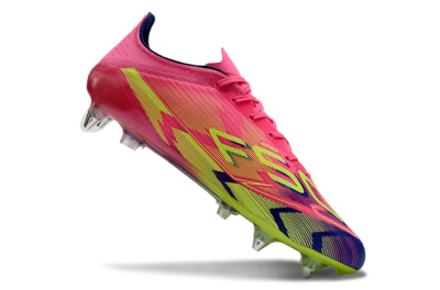 Men's Adidas F50 Elite SG Soft Ground Low-Tops Football Boots - Pink/Blue/Yellow