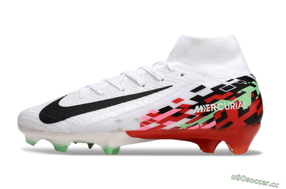 Men's Nike Air Zoom Mercurial Superfly 10 Elite FG Firm Ground High-Tops Football Boots - White/Black/Red 0