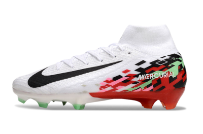 Men's Nike Air Zoom Mercurial Superfly 10 Elite FG Firm Ground High-Tops Football Boots - White/Black/Red