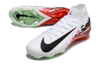 Men's Nike Air Zoom Mercurial Superfly 10 Elite FG Firm Ground High-Tops Football Boots - White/Black/Red