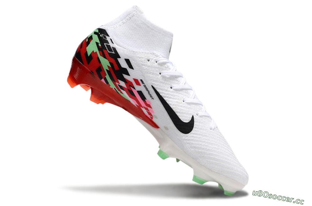 Men's Nike Air Zoom Mercurial Superfly 10 Elite FG Firm Ground High-Tops Football Boots - White/Black/Red 4