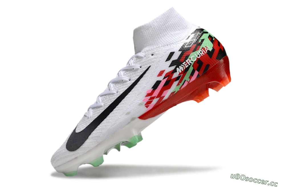 Men's Nike Air Zoom Mercurial Superfly 10 Elite FG Firm Ground High-Tops Football Boots - White/Black/Red 5