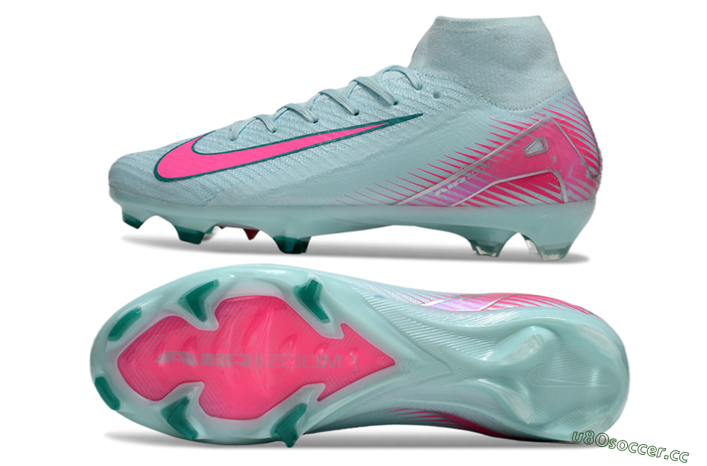 Men's Nike Air Zoom Mercurial Superfly 10 Elite FG Firm Ground High-Tops Football Boots - Jade/Pink/Silver 1
