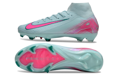 Men's Nike Air Zoom Mercurial Superfly 10 Elite FG Firm Ground High-Tops Football Boots - Jade/Pink/Silver